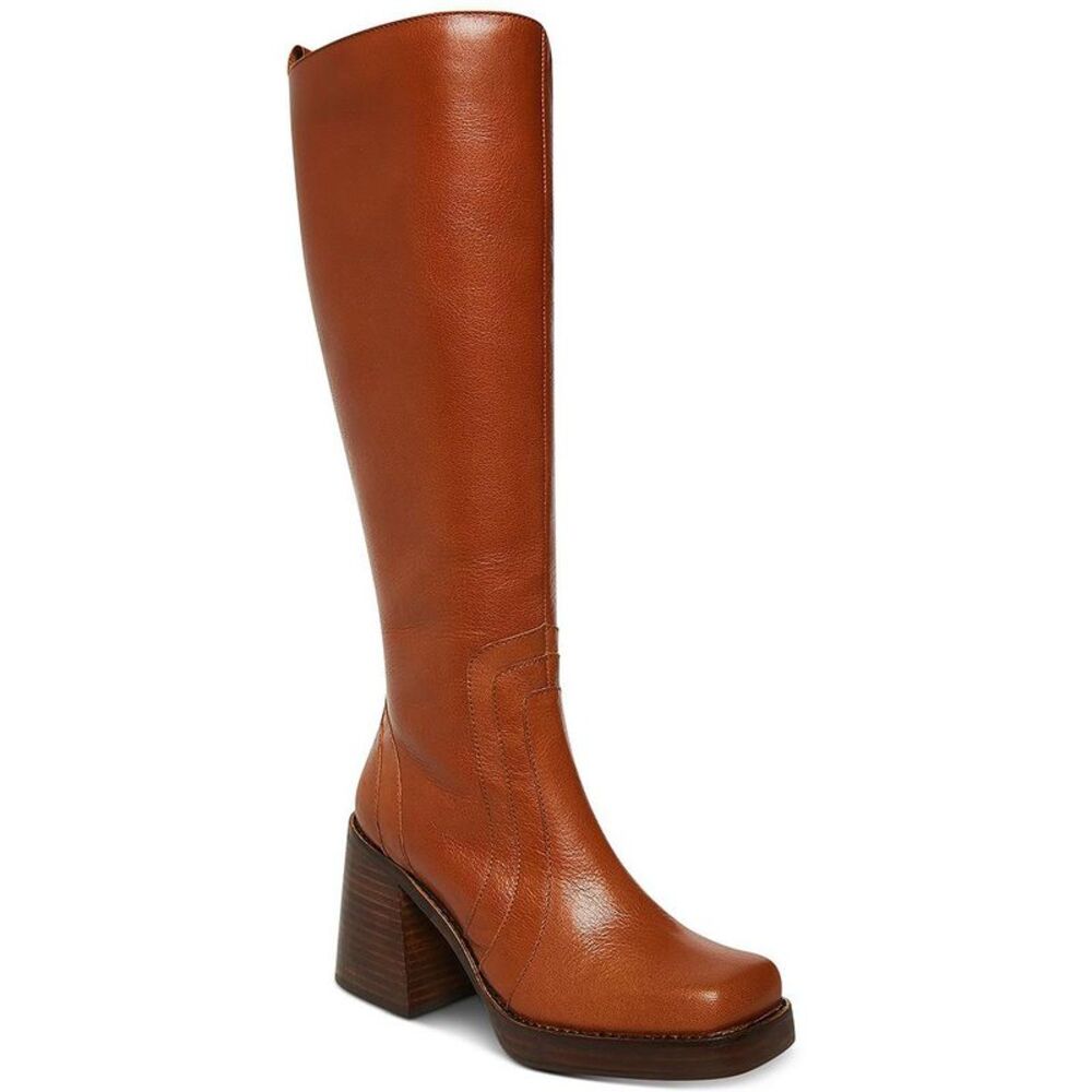 Steve Madden Tall Cognac Leather Block Heel Boots